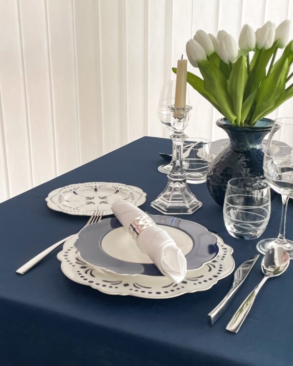 Servizio di Piatti Lord Bianchi e Blu Preziosa Luxury 18 Pezzi