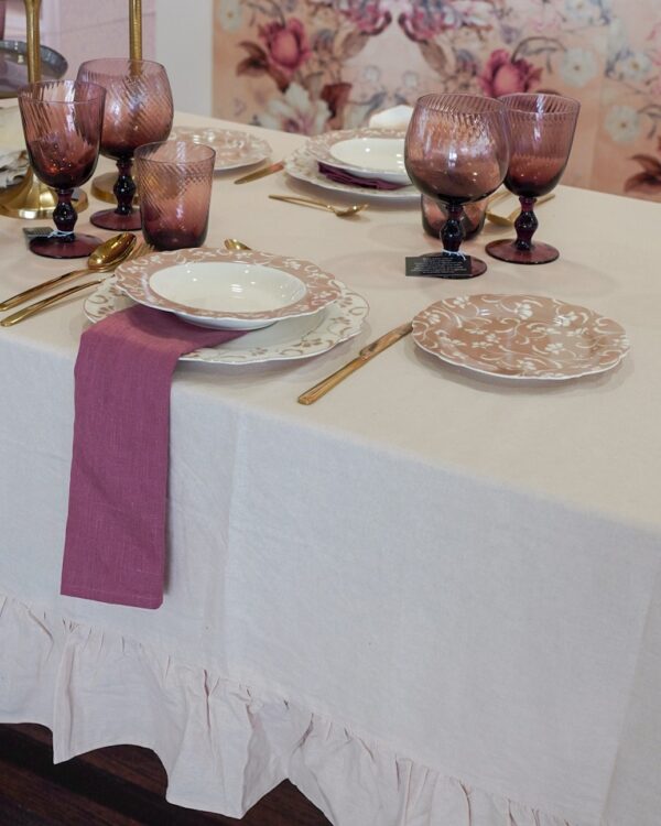 Tovaglia Frill Tinta Unita Con Frill Gigante Preziosa Luxury Home