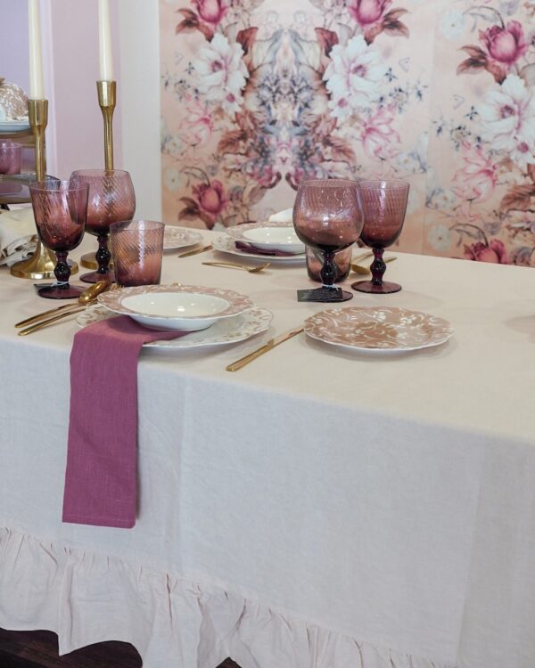 Tovaglia Frill Tinta Unita Con Frill Gigante Preziosa Luxury Home
