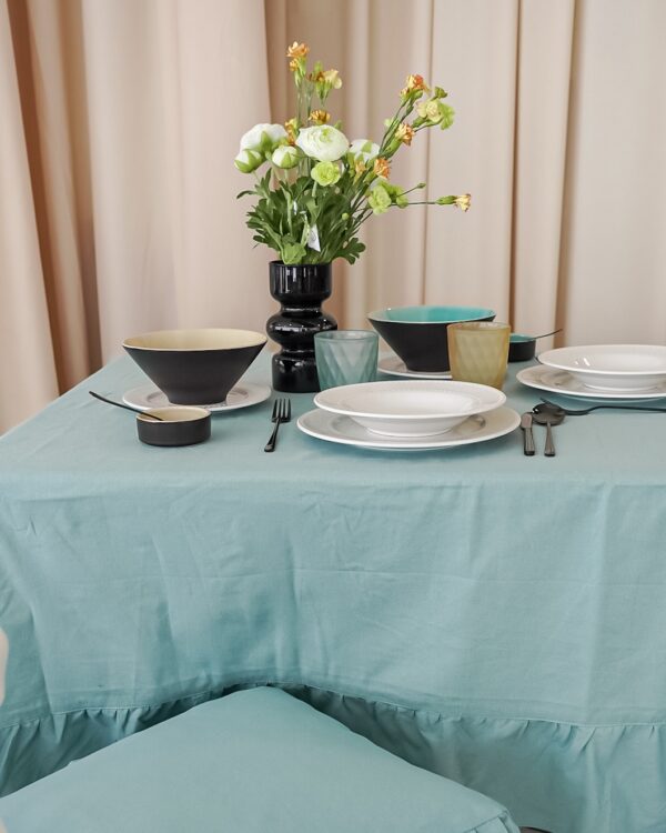 Tovaglia Frill Tinta Unita Con Frill Gigante Preziosa Luxury Home
