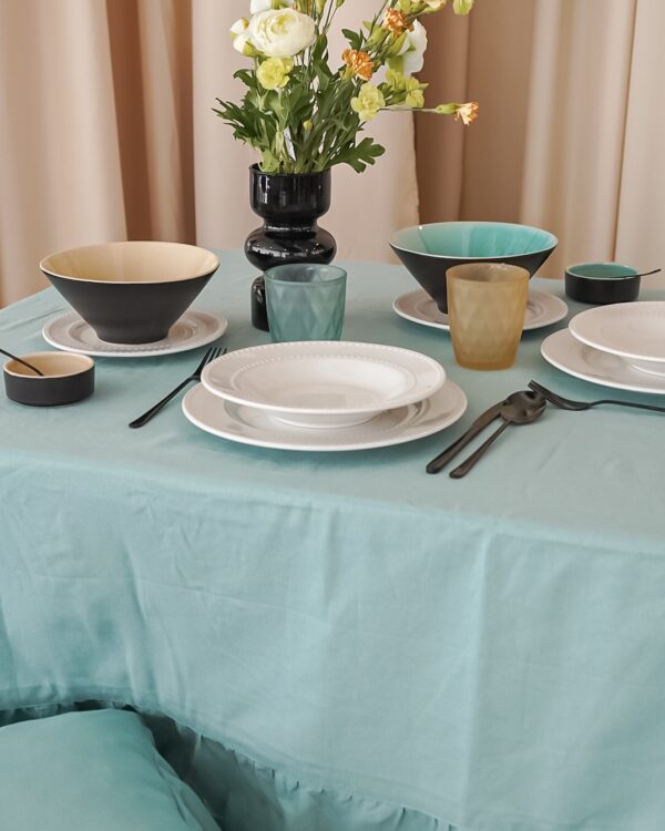 Tovaglia Frill Tinta Unita Con Frill Gigante Preziosa Luxury Home