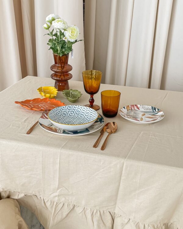 Tovaglia Frill Tinta Unita Con Frill Gigante Preziosa Luxury Home