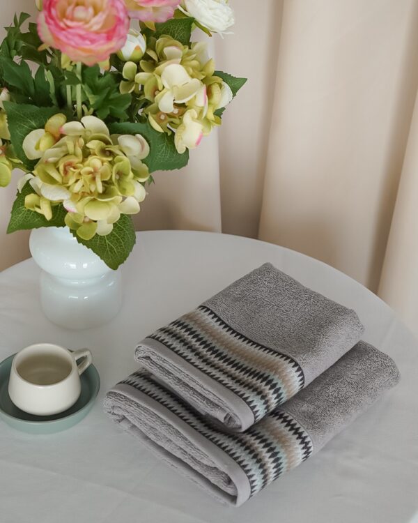 Set 2 Asciugamani Oslo Viso e Ospite Vingi Ricami in Spugna di Cotone 100%