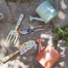 Kit da Giardinaggio In Metallo Decorato Floreale