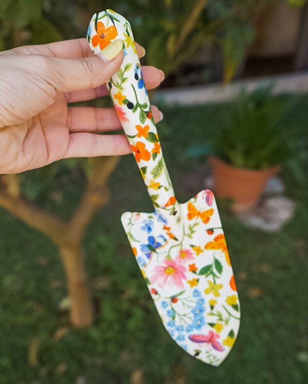 Kit da Giardinaggio In Metallo Decorato Floreale