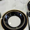 Servizio di Piatti Onyx Bianchi e Neri Bordo Oro 24 Pezzi