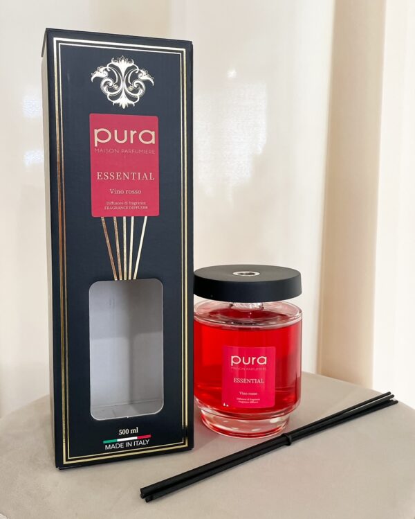 Diffusore Pura Essential Fragranza Vino Rosso 500 ml Contenitore in Vetro