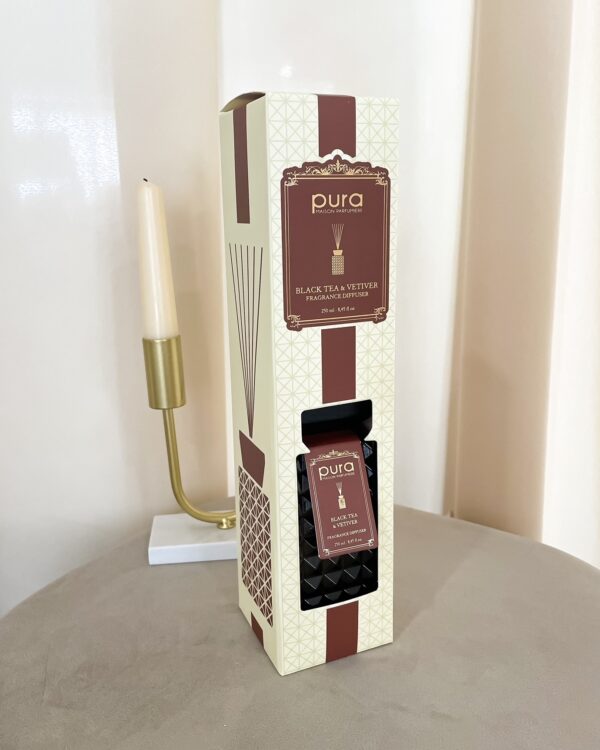 Diffusore Pura di Fragranza Black Tea e Vetiver Contenitore Elegante in Vetro Tappo in Legno250 ml