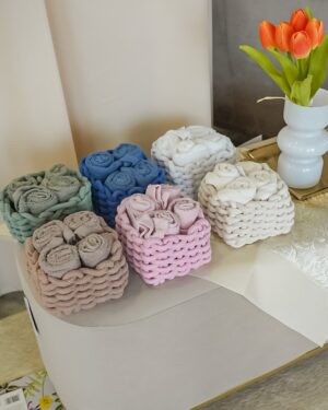 Set 4 Lavette Tallin 100% Cotone Contenitore in Corda Intrecciata