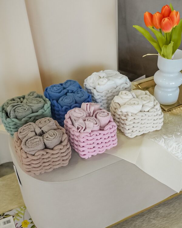 Set 4 Lavette Tallin 100% Cotone Contenitore in Corda Intrecciata