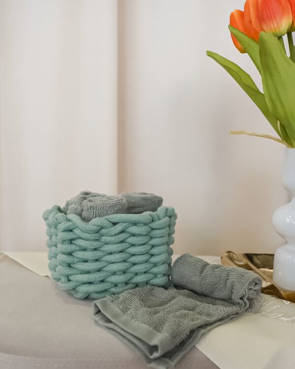 Set 4 Lavette Tallin 100% Cotone Contenitore in Corda Intrecciata