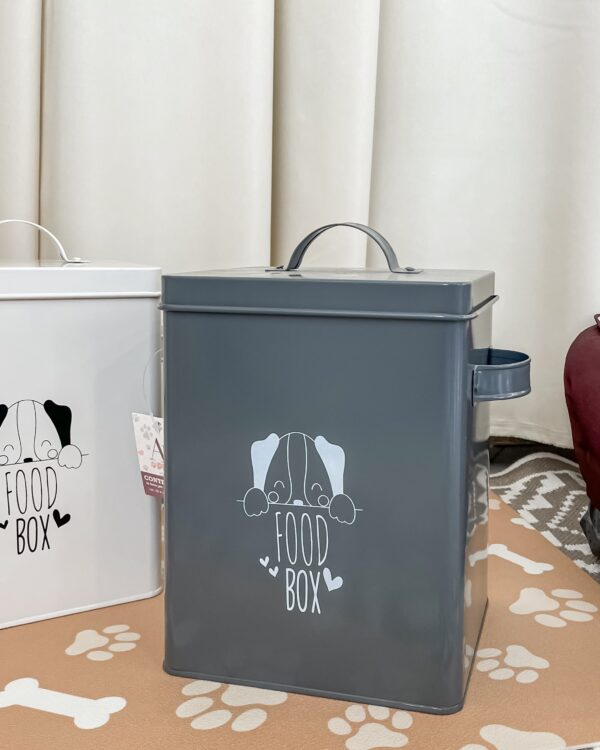 Contenitore Per Crocchette per Animali Food Box in Metallo Con Coperchio e Manici