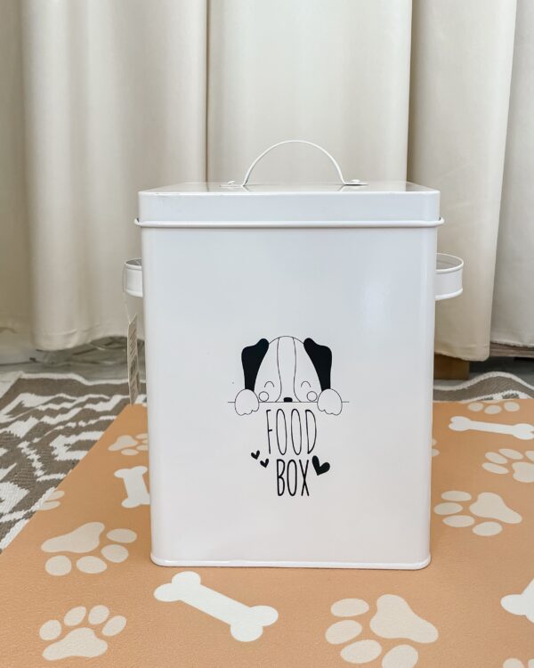 Contenitore Per Crocchette per Animali Food Box in Metallo Con Coperchio e Manici