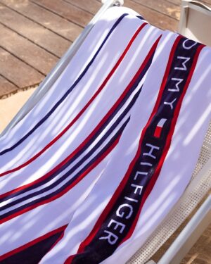 Telo Mare Tommy Hilfiger Desnav A Righe Rosso Bianco e Blu