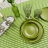 Tovaglia in Cotone Da 6 e 12 Posti Linea Dizzy A Righe Verde o Azzurra