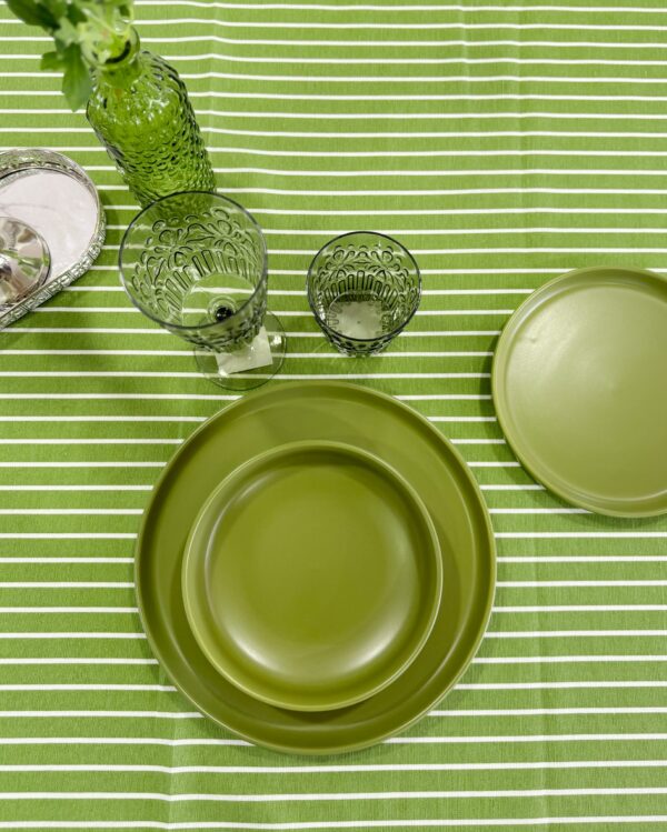 Tovaglia in Cotone Da 6 e 12 Posti Linea Dizzy A Righe Verde o Azzurra