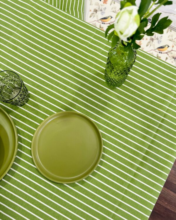 Tovaglia in Cotone Da 6 e 12 Posti Linea Dizzy A Righe Verde o Azzurra