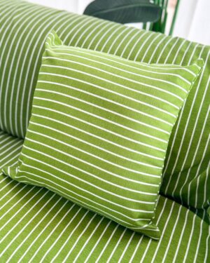Cuscino Arredo Quadrato Con Zip Linea Dizzy A Righe Verde o Azzurro40x40 Cm