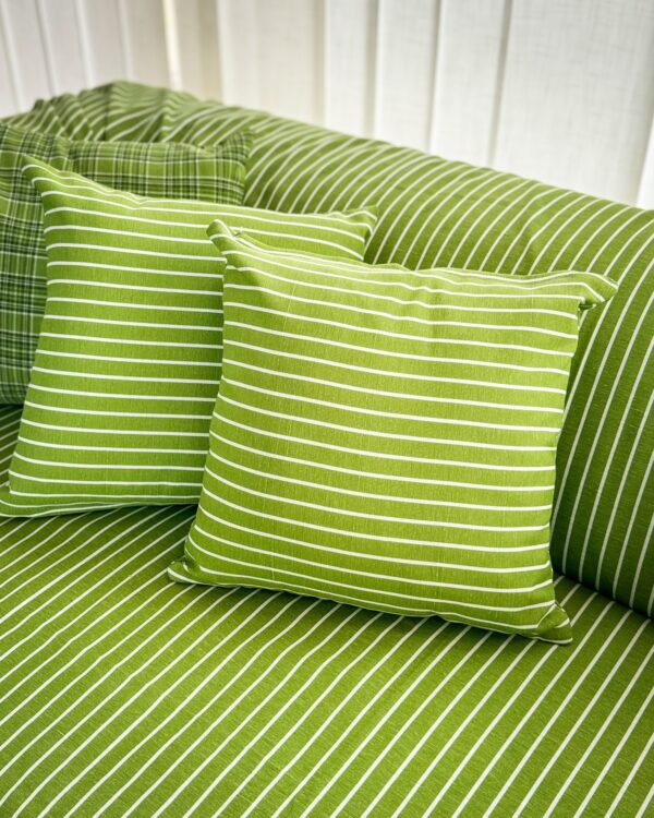 Cuscino Arredo Quadrato Con Zip Linea Dizzy A Righe Verde o Azzurro40x40 Cm