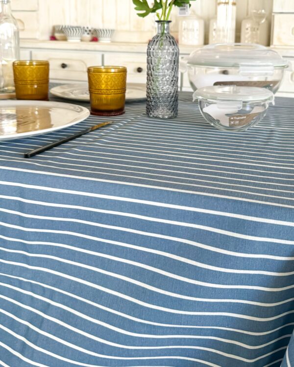 Tovaglia in Cotone Da 6 e 12 Posti Linea Dizzy A Righe Verde o Azzurra