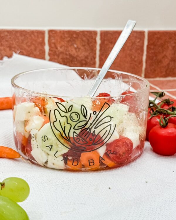 Ciotola In vetro Borosilicato Ideale per Insalate Con Scritte Mercury