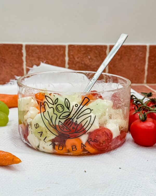 Ciotola In vetro Borosilicato Ideale per Insalate Con Scritte Mercury