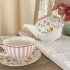 Teiera Glady Con Tazza In Porcellana Ad Con 2 Motivi Floreali