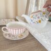 Teiera Glady Con Tazza In Porcellana Ad Con 2 Motivi Floreali