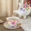 Teiera Glady Con Tazza In Porcellana Ad Con 2 Motivi Floreali