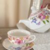 Teiera Glady Con Tazza In Porcellana Ad Con 2 Motivi Floreali