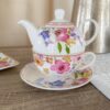 Teiera Glady Con Tazza In Porcellana Ad Con 2 Motivi Floreali