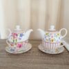 Teiera Glady Con Tazza In Porcellana Ad Con 2 Motivi Floreali