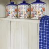 Tris Barattoli in Ceramica Con Tappo Ermetico con Tema Pesci e Corallo Tappo Blu