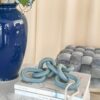 Catena Nodo Decorativa in Legno e Laccetto in Juta In 3 Toni di Azzurro