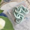 Catena Nodo Decorativa in Legno e Laccetto in Juta In 3 Toni di Azzurro