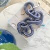 Catena Nodo Decorativa in Legno e Laccetto in Juta In 3 Toni di Azzurro