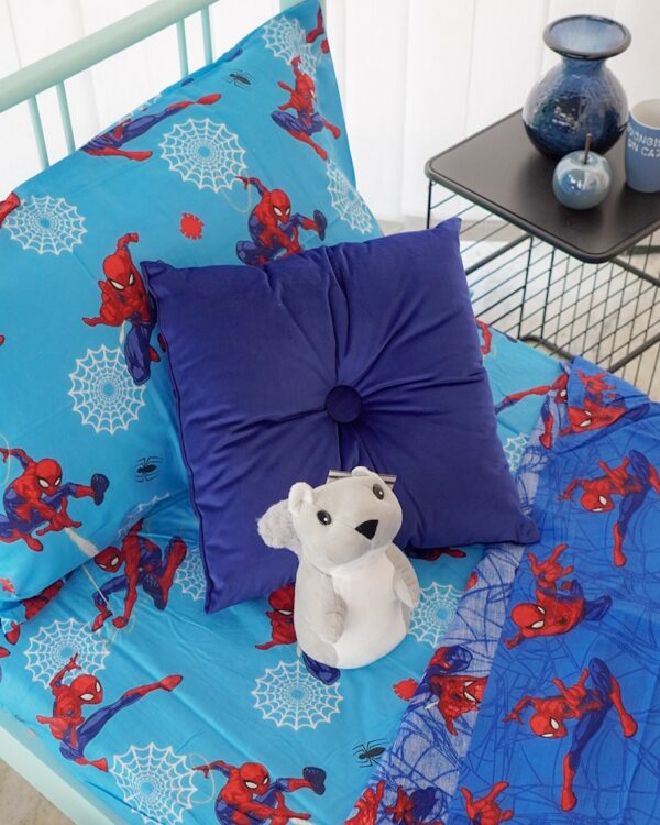 Completo Lenzuola Spider Man Marvel per Cameretta Bambino Celeste e Blu Singolo