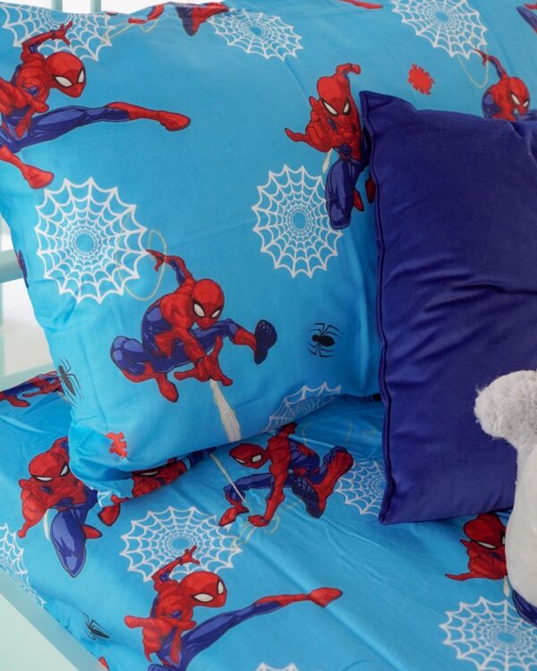 Completo Lenzuola Spider Man Marvel per Cameretta Bambino Celeste e Blu Singolo