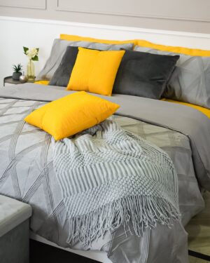 Parure Copripiumino Iris Preziosa Home in Jacquard Broccato Trama Geometrica