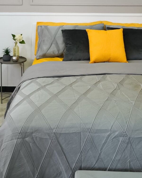 Parure Copripiumino Iris Preziosa Home in Jacquard Broccato Trama Geometrica