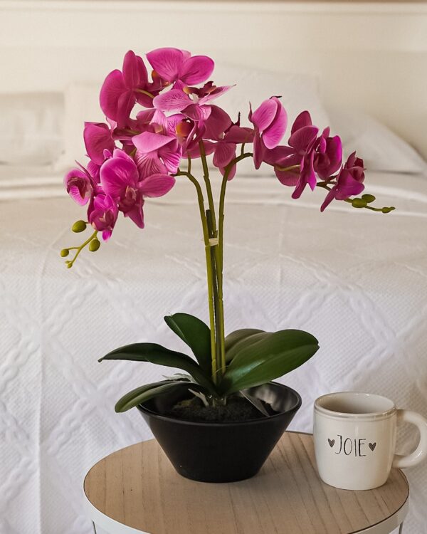Vaso Con Orchidea Artificiale Bianca o Magenta