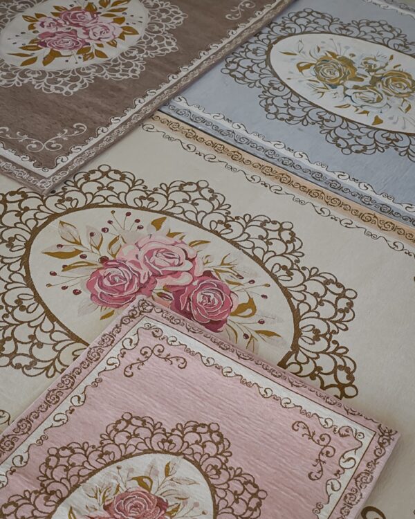 Tappeto Rettangolare Jackie Jacquard Piazzato Cinigliato Preziosa Home Rosa Panna Tortora Grigio Misure Varie Antiscivolo