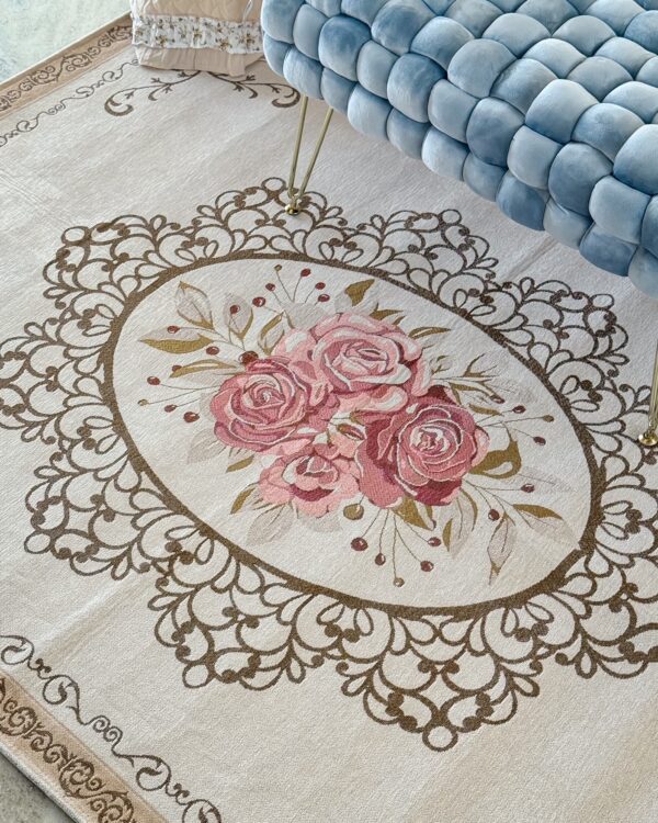 Tappeto Rettangolare Jackie Jacquard Piazzato Cinigliato Preziosa Home Rosa Panna Tortora Grigio Misure Varie Antiscivolo