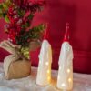 Babbo Natale In Ceramica Natalizio Luminoso Con Cappello Rosso