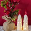 Babbo Natale In Ceramica Natalizio Luminoso Con Cappello Rosso