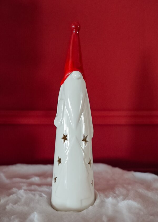 Babbo Natale In Ceramica Natalizio Luminoso Con Cappello Rosso
