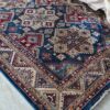 Tappeto Kashan160x240 cm nei Toni Blu Beige e Rosso Classico con Frangia