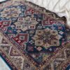 Tappeto Kashan160x240 cm nei Toni Blu Beige e Rosso Classico con Frangia