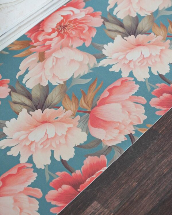 Tappeto Passatoia Night Peony in Vinile Larghezza 50 Cm