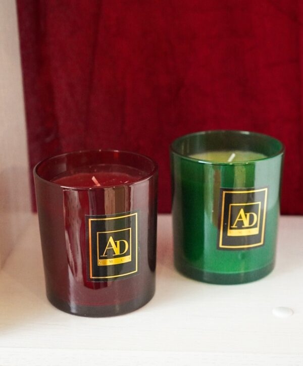 Candela Con Contenitore in Vetro Rosso o Verde AD